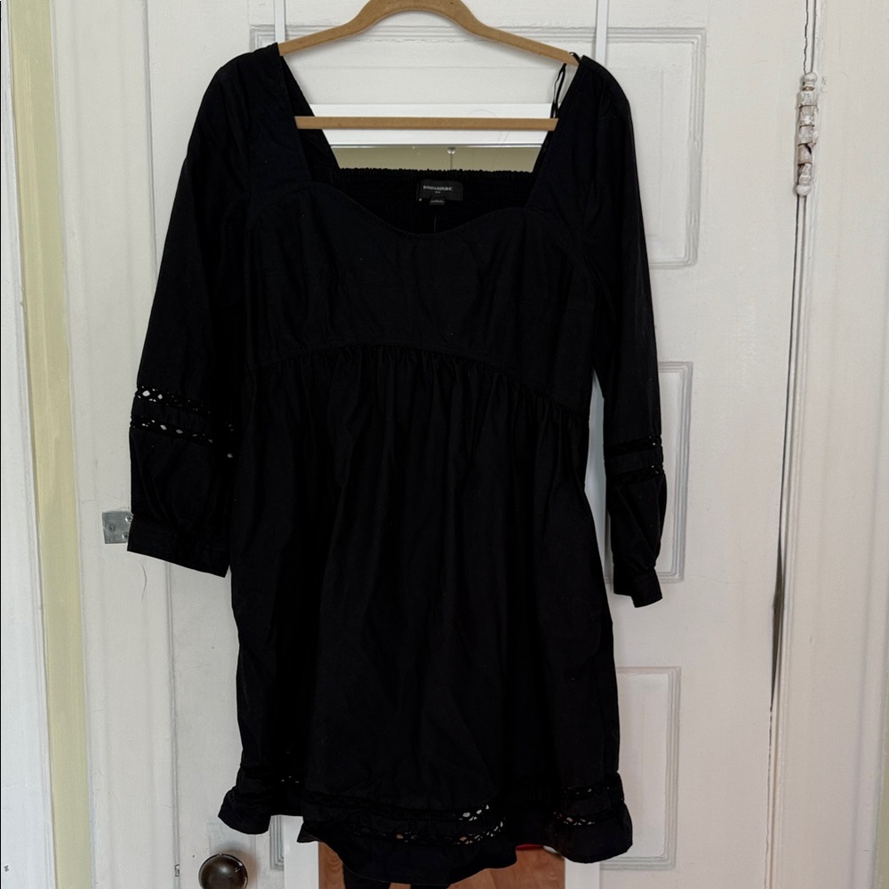 Banana Republic Black Smocked Dress